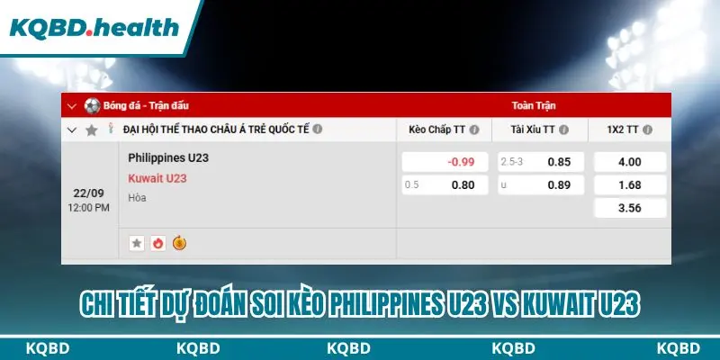 Dự Đoán Philippines U23 vs Kuwait U23 Ngày 22/09/2026 – Asian Games 4 Thông tin bảng kèo Philippines U23 vs Kuwait U23